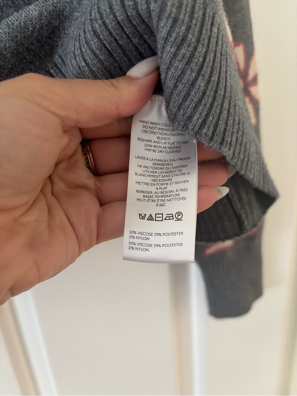 Maeve by Anthropologie Gray Floral Quarter Zip Sweater | XS | Cozy Knit Pullover - Picture 8 of 8